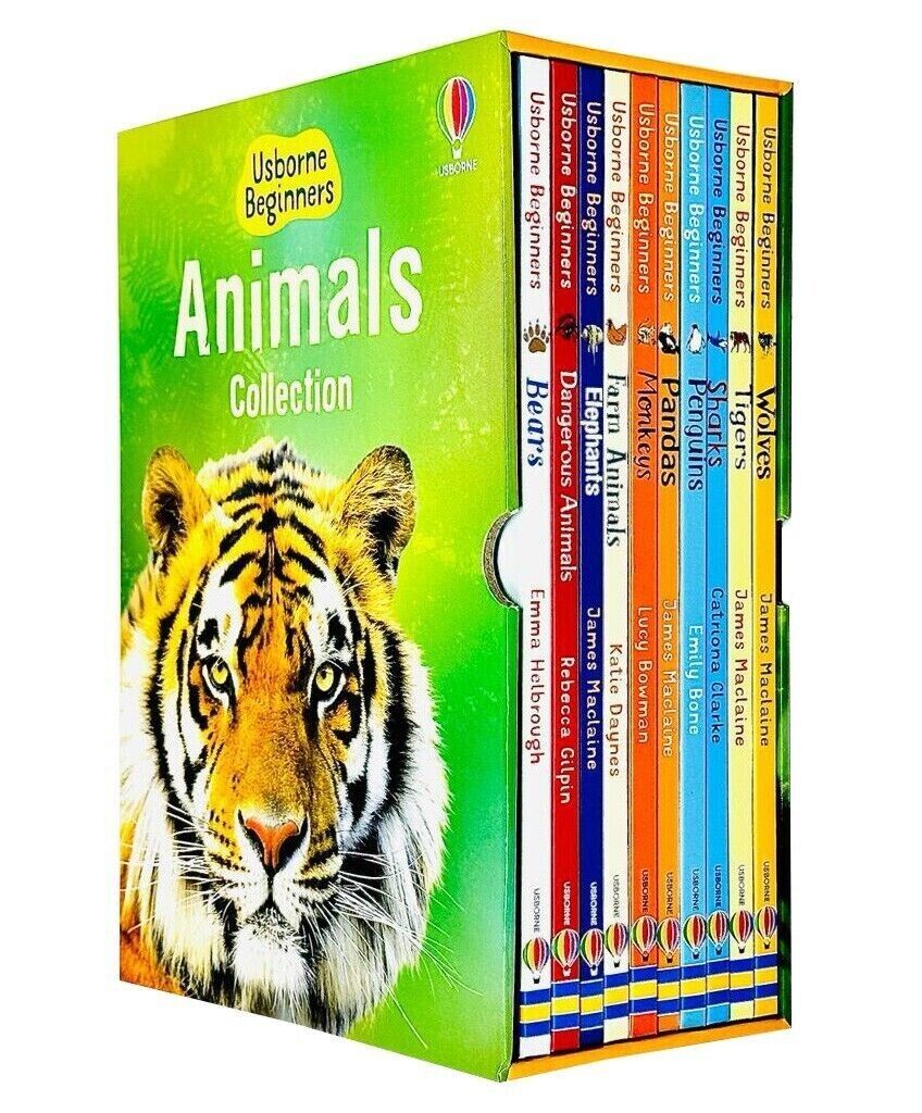 Usborne Beginners Animals Series 10 Books Collection Box Set (Wolves, Tigers, Sharks) - Lets Buy Books