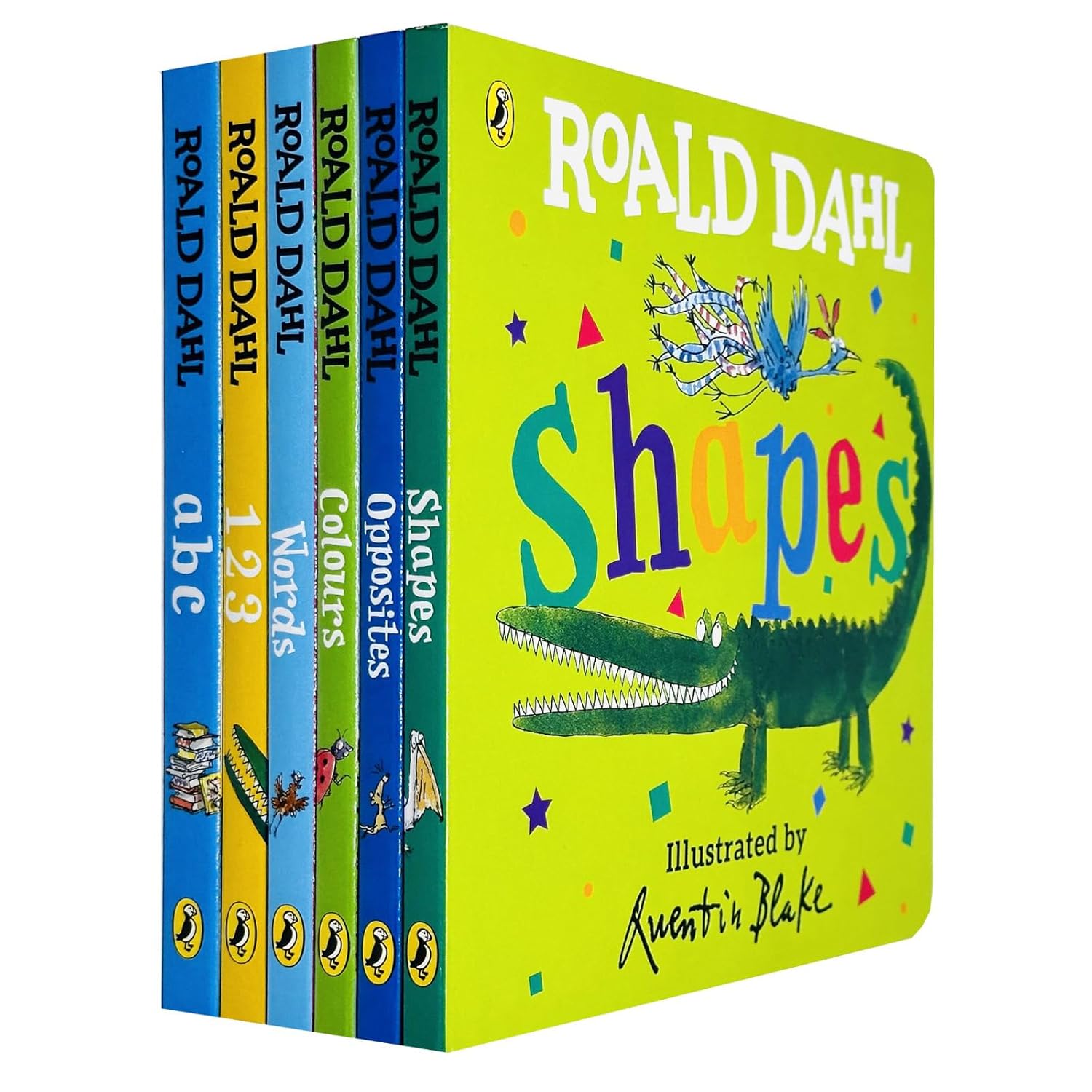 Roald Dahl Early Learning Pre-School Children Collection 6 Books Board Book Collection Set (Shapes, Words, Colours, Opposites, ABC & 123) - Lets Buy Books